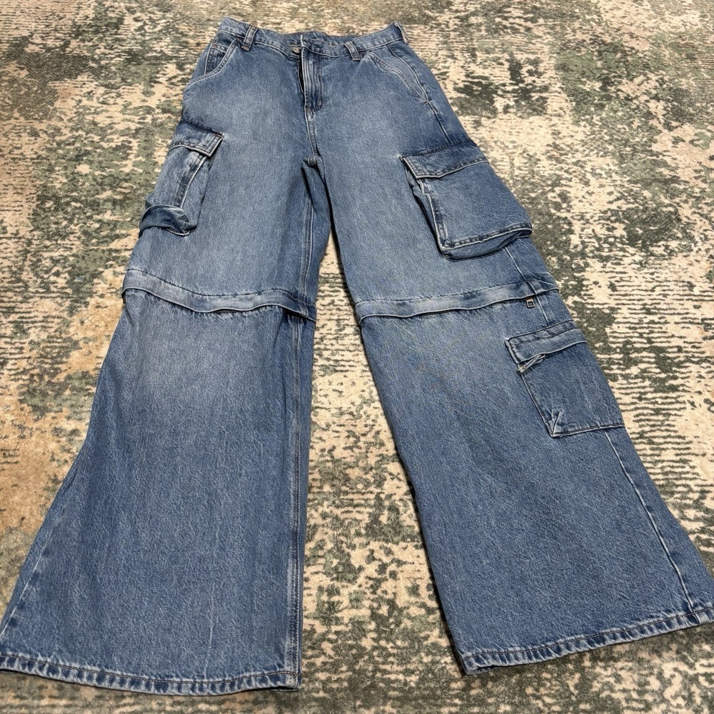 Gap Sky High wide leg cargo jeans baggy low rise skater grunge 25X30